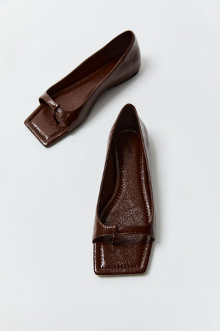 90s Square Toe Flat - Coffee
