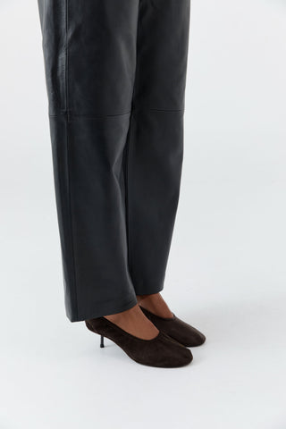 Suede Ballet Heel - Coffee