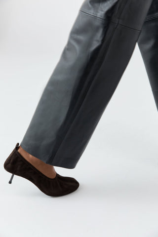 Suede Ballet Heel - Coffee