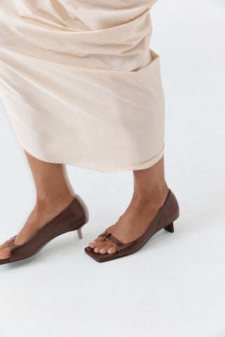 90s Square Toe Heel - Coffee