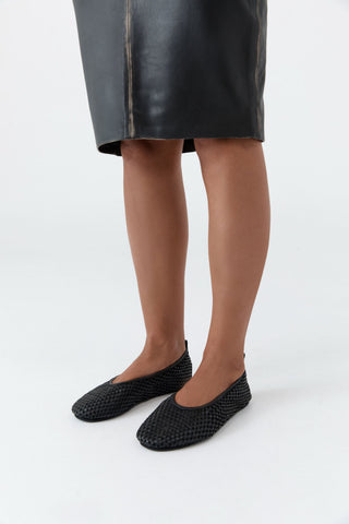 Lattice Ballet Flat - Black