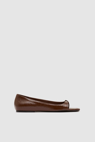 90s Square Toe Flat - Coffee