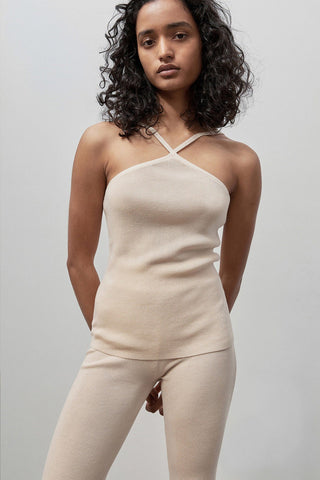 Knit Ecru Halter Top