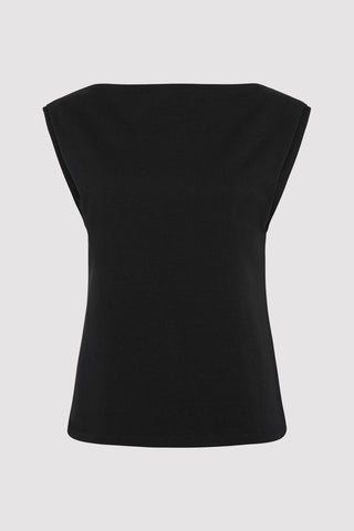 Tuck Shoulder Black Tee
